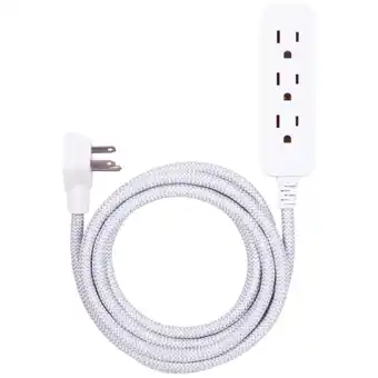 Walmart Cordinate 10ft. 3-Outlet Extension Cord, White/Gray – 39624 offer