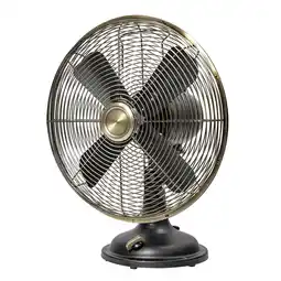 Walmart Better Homes & Gardens New 12 inch Vintage Oscillating Table Fan Black with 3 Speeds offer