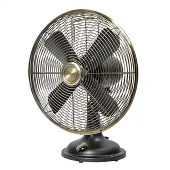 Walmart Better Homes & Gardens New 12 inch Vintage Oscillating Table Fan Black with 3 Speeds offer