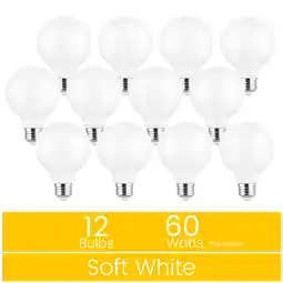 Walmart Great Value LED Bulb, 5.5-Watt (60W Equivalent) Soft White G25 Dimmable Deco Bulbs E26 Base, 12PK offer