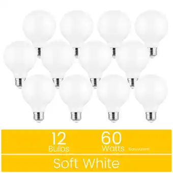 Walmart Great Value LED Bulb, 5.5-Watt (60W Equivalent) Soft White G25 Dimmable Deco Bulbs E26 Base, 12PK offer