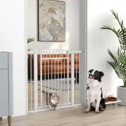 Walmart PawHut 30-41 Dog Gate w/ Cat Door, 3-Inch & 5.5-Inch Extension Kit, 30 H offer
