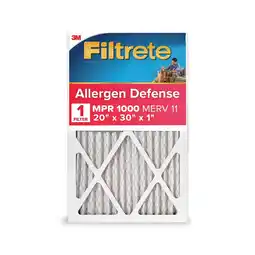Walmart Filtrete 20x30x1 HVAC Furnace Air Filter, MPR 1000 MERV 11, Allergen Defense, 1 Filter offer