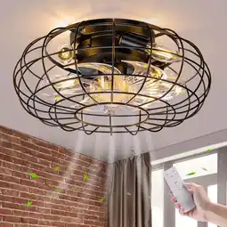 Walmart Glitnous 15.7 Matte Black Modern E12 Bulb Indoor Caged Ceiling Fan with Remote Control offer