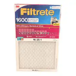 Walmart Filtrete Ultra Allergen 2X Bacteria & Virus Furnace Filters, 1600 MPR, 25x16x1, 4 Pack offer
