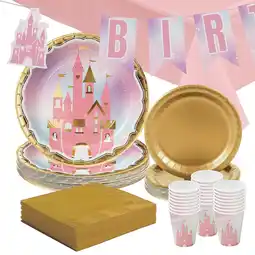 Walmart 126 Pieces Princess Castle Party Disposable Tableware Kit For 24 Guests offer