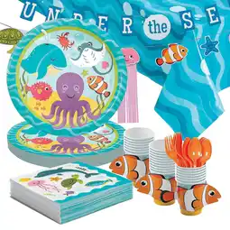 Walmart 130 Pieces Under The Sea Party Disposable Tableware Kit For 24 Guests offer