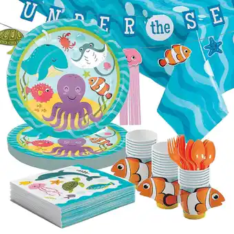 Walmart 130 Pieces Under The Sea Party Disposable Tableware Kit For 24 Guests offer
