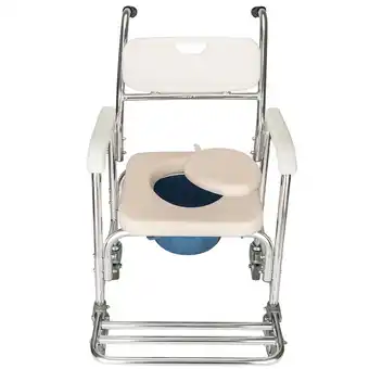 Walmart Zimtown Shower Chair/ bedside Commode / casters and Padded Seat, Commode Pail and Cover White offer