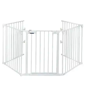 Walmart Costway Fireplace Fence Safety Fence Hearth Gate BBQ Metal Fire Gate Pet White offer