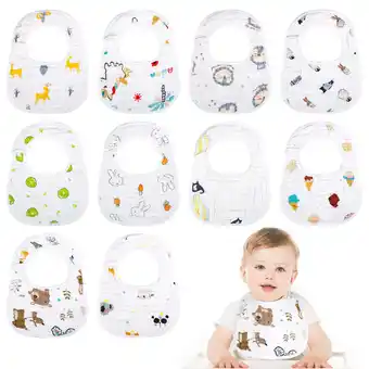 Walmart Qweryboo Baby Boy Muslin Cotton Cloth Drool Baby Bibs with Adjustable Snap, 10 Pieces offer