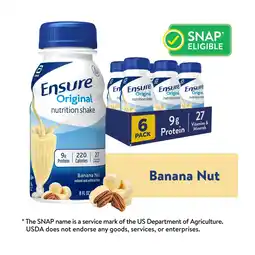 Walmart Ensure Original Meal Replacement Nutrition Shake, Banana Nut, 8 fl oz, 6 Count offer