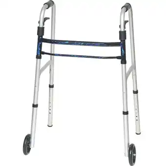 Walmart Roscoe Medical 350 lb Aluminum Adult Trigger with Wheels Walker - Blue - Case of 4 offer