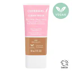 Walmart COVERGIRL Clean Fresh Skin Milk, Clean Vegan Formula, Rich/Deep, 1 fl oz, Lightweight Foundation offer