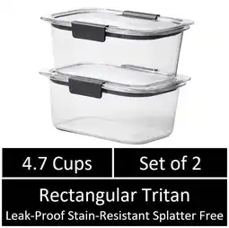 Walmart Rubbermaid Brilliance 4.7 Cup Medium Stain-Proof Food Storage Container, Set of 2 offer