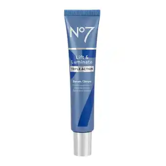 Walmart No7 Lift & Luminate Triple Action Face Serum with Collagen Peptides & Vitamins, Anti Aging, 1.69 oz offer