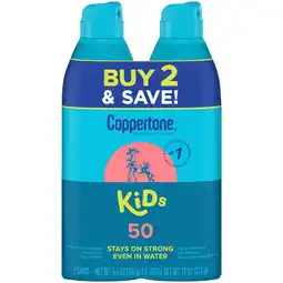 Walmart Coppertone Kids Sunscreen Spray, SPF 50 Spray Sunscreen for Kids, 5.5 Oz, Pack of 2 offer