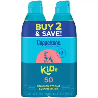 Walmart Coppertone Kids Sunscreen Spray, SPF 50 Spray Sunscreen for Kids, 5.5 Oz, Pack of 2 offer