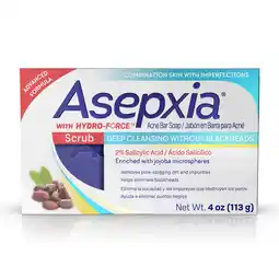 Walmart Asepxia Scrub Acne Bar Soap Deep Cleansing Without Blackheads, with 2% Salicylic Acid, 4 oz offer