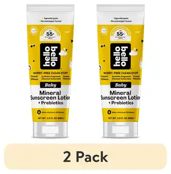 Walmart (2 pack) Hello Bello Baby Mineral SPF 55 + Sunscreen Lotion with Prebiotics for Infants, 3.0 fl oz offer