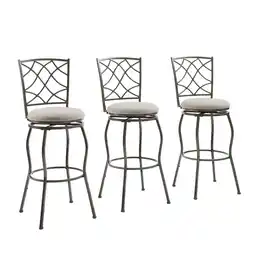 Walmart Linon Caston Adjustable Metal Swivel Bar Stool, Set of 3, Pewter offer