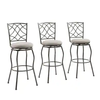 Walmart Linon Caston Adjustable Metal Swivel Bar Stool, Set of 3, Pewter offer