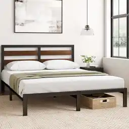 Walmart Zinus 35 Shen Bamboo Wood and Metal Platform Bed Frame, Queen offer