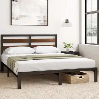 Walmart Zinus 35 Shen Bamboo Wood and Metal Platform Bed Frame, Queen offer