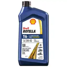 Walmart Shell Rotella T6 Full Synthetic 5W-40 Diesel Engine Oil, 1 Quart offer