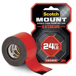 Walmart Scotch Extreme Double-Sided Mounting Tape, 1 in x 48 in, Black, 1 Roll offer