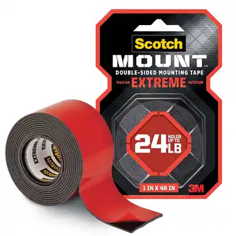 Walmart Scotch Extreme Double-Sided Mounting Tape, 1 in x 48 in, Black, 1 Roll offer