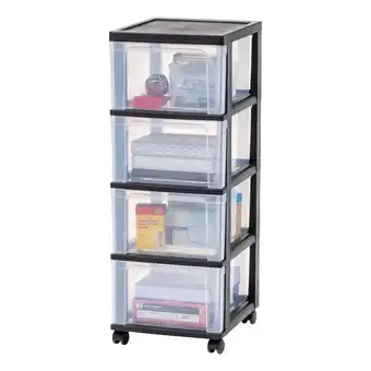 Walmart IRIS 4-Drawer Narrow Plastic Storage Drawer Cart, Black offer