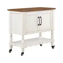 Walmart The Pioneer Woman Two-Tone Kitchen Cart Made With Solid Wood Frame, White offer