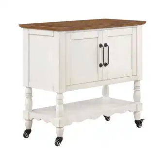Walmart The Pioneer Woman Two-Tone Kitchen Cart Made With Solid Wood Frame, White offer