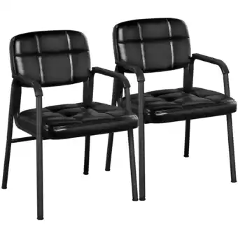 Walmart Alden Design Adult Faux Leather Home Office Chair with Armrests, Set of 2, Black offer