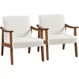 Walmart Easyfashion Mid-Century Modern Boucle Fabric Accent Chair, Set of 2, Ivory offer