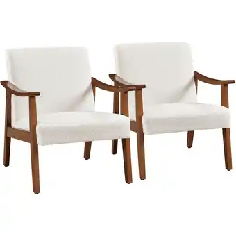 Walmart Easyfashion Mid-Century Modern Boucle Fabric Accent Chair, Set of 2, Ivory offer