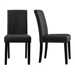 Walmart Subrtex Modern Parsons PU Leather Dining Chairs Set of 2 Upholstered Dining Chairs– Black offer