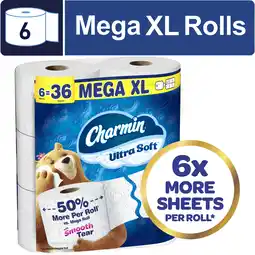 Walmart Charmin Toilet Paper Ultra Soft, 6 Mega XL Rolls offer