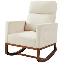 Walmart Alden Design Fabric Upholstered Rocking Accent Chair, Beige offer