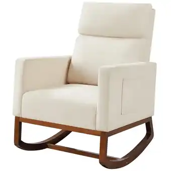 Walmart Alden Design Fabric Upholstered Rocking Accent Chair, Beige offer