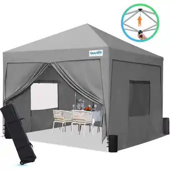 Walmart Quictent 8x8ft Pop up Canopy Tent with Sidewalls and Roll-up Ventilated Windows, Gray offer