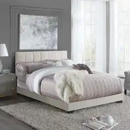 Walmart Reece Channel Stitched Upholstered Queen Bed, Ivory, by Hillsdale Living Essentials offer