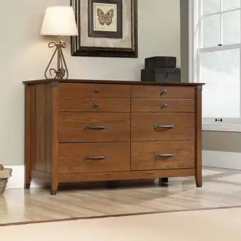 Walmart Sauder Carson Forge 6-Drawer Dresser, Washington Cherry Finish offer