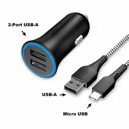 Walmart onn. Dual-Port Car Charging Kit with Micro-USB to USB Cable, Black offer