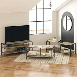 Walmart Mainstays Living Room in a Box, 4-Piece Set with Reversible Tops, Natural and Black offer