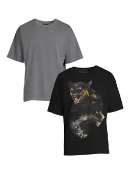 Walmart No Boundaries Men's and Big Men's Oversized T-Shirts, 2-Pack, Sizes XS-5XL offer