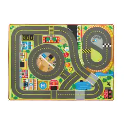 Walmart Melissa & Doug Jumbo Roadway Activity Rug, 4 Wooden Traffic Signs, 79L X 60W offer