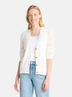 Walmart Time and Tru Women's Mixed Stitch Cardigan Sweater with Elbow Length Sleeves, Sizes XS-XXXL offer