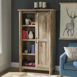Walmart Better Homes & Gardens 66 Stockton Storage Bookcase Cabinet, Weathered Finish offer